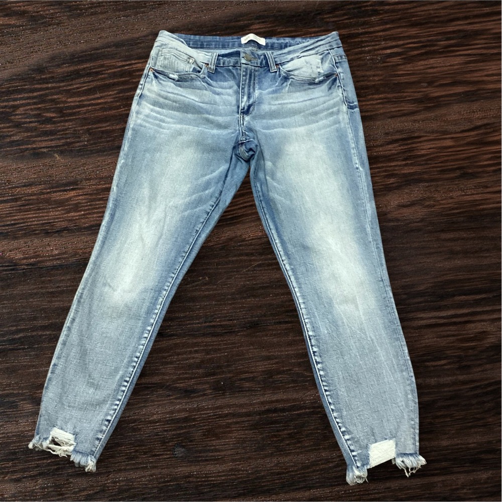 BKE Payton Ankle Skinny Jeans Womens 31 Mid Rise Distressed Frayed Hem